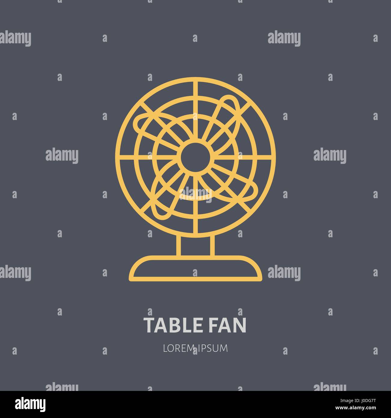 Domestico linea alimentazione logo. Segno piatto di fan table. Logotipo per elettrodomestici store, negozio di ventilazione. Illustrazione Vettoriale