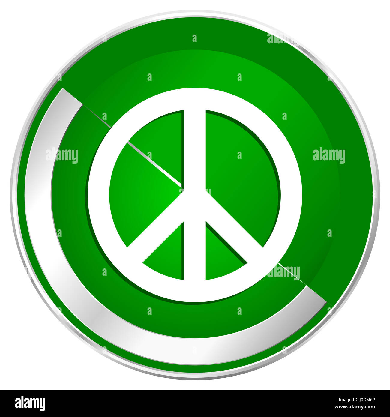 La pace d'argento metallizzato confine verde icona web per le applicazioni mobili e internet. Foto Stock