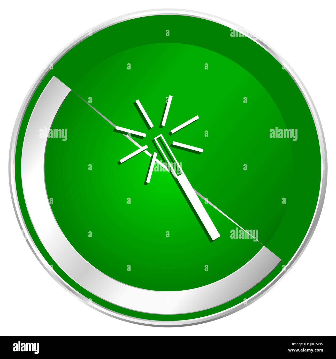 La bacchetta magica d'argento metallizzato confine verde icona web per le applicazioni mobili e internet. Foto Stock