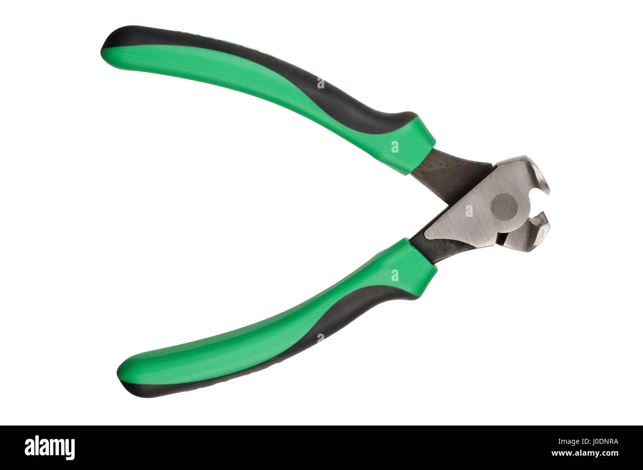 Filo verde tagliente isolato su sfondo bianco. Tracciato di ritaglio Foto Stock