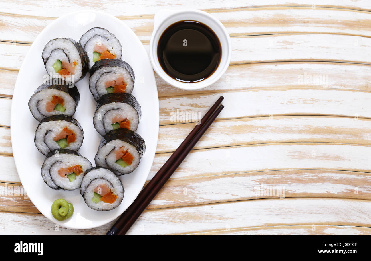 Coreano kimpab panini con salsa di soia - cibo asiatico Foto Stock