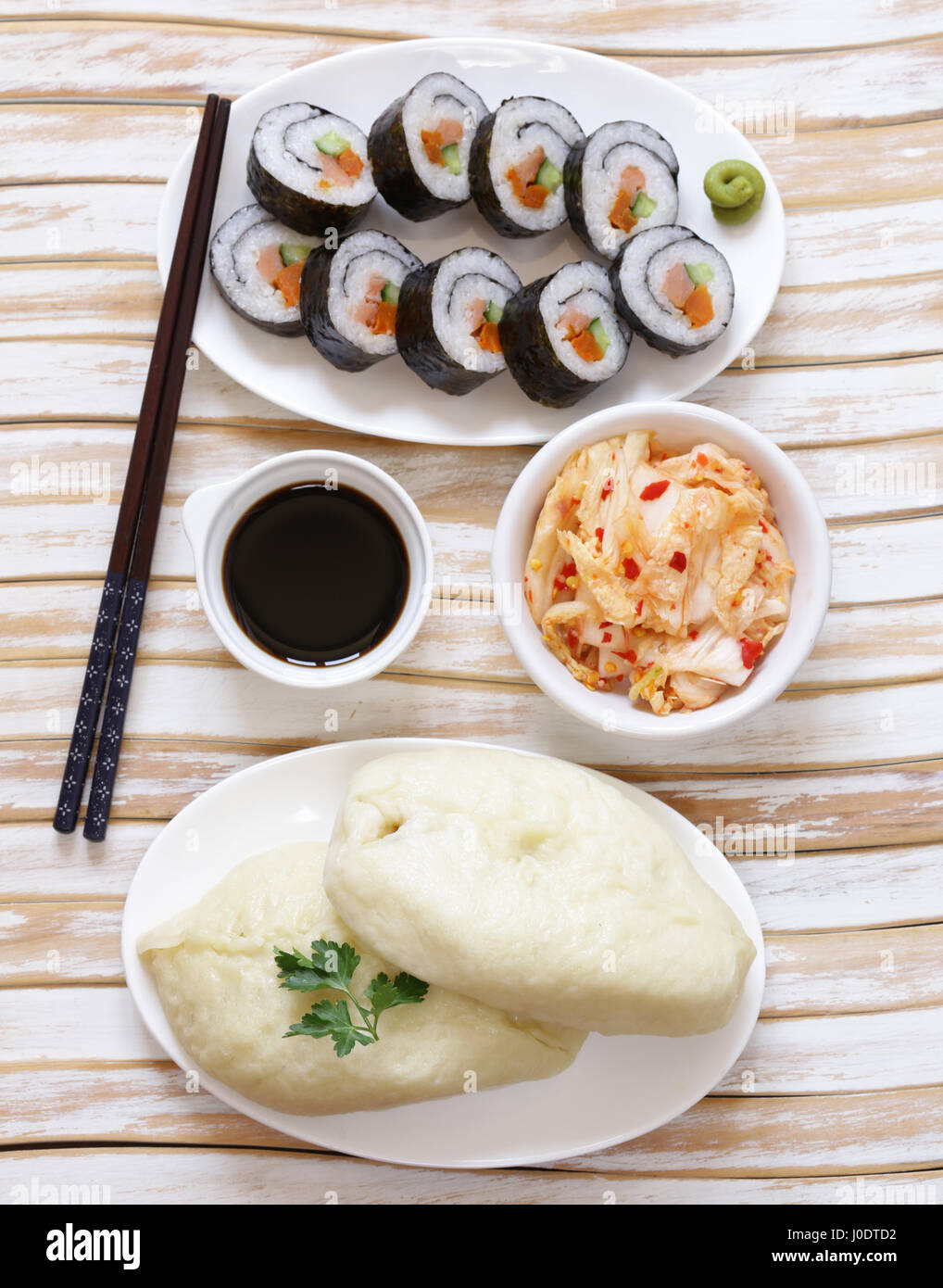 Coreano kimpab panini con salsa di soia - cibo asiatico Foto Stock
