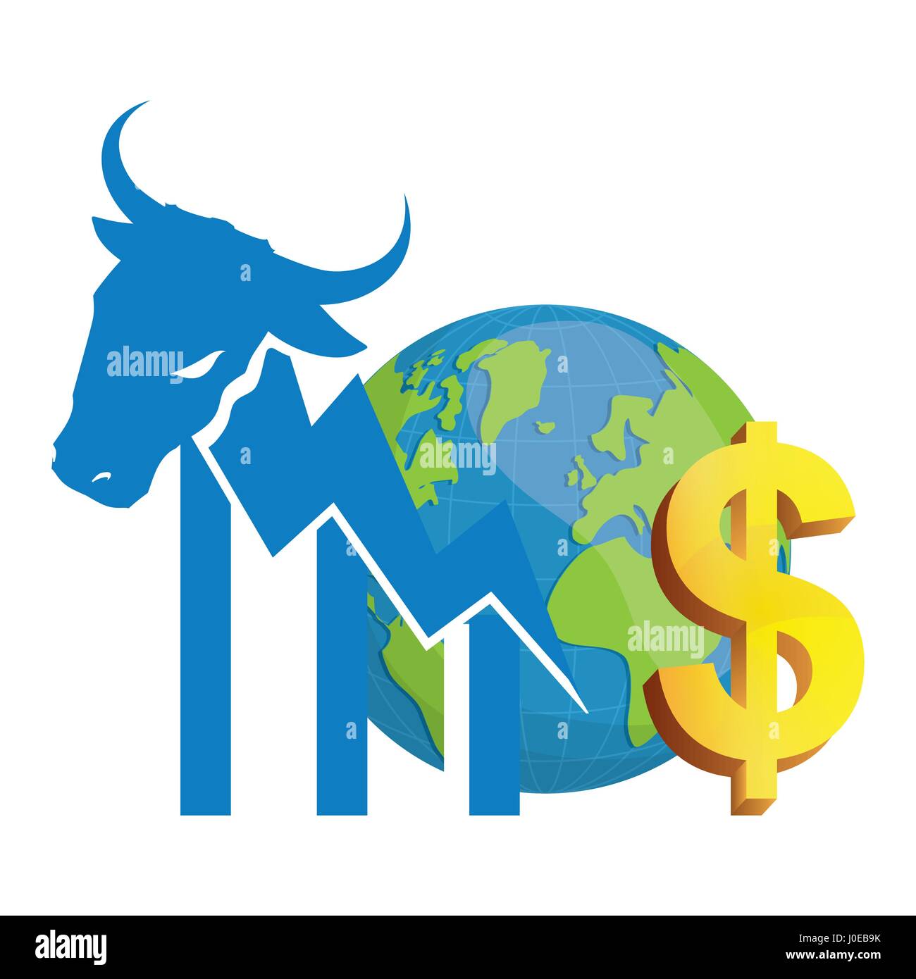 Financial Wall street bull mondo denaro Illustrazione Vettoriale