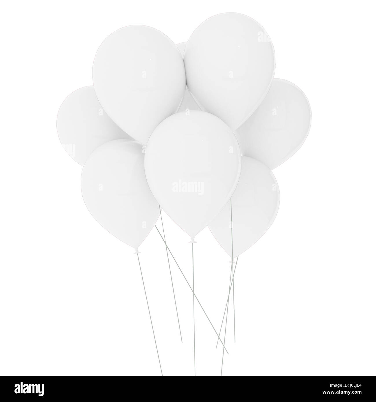 Palloncini bianco su bianco isolato in 3D illustrazione Foto Stock