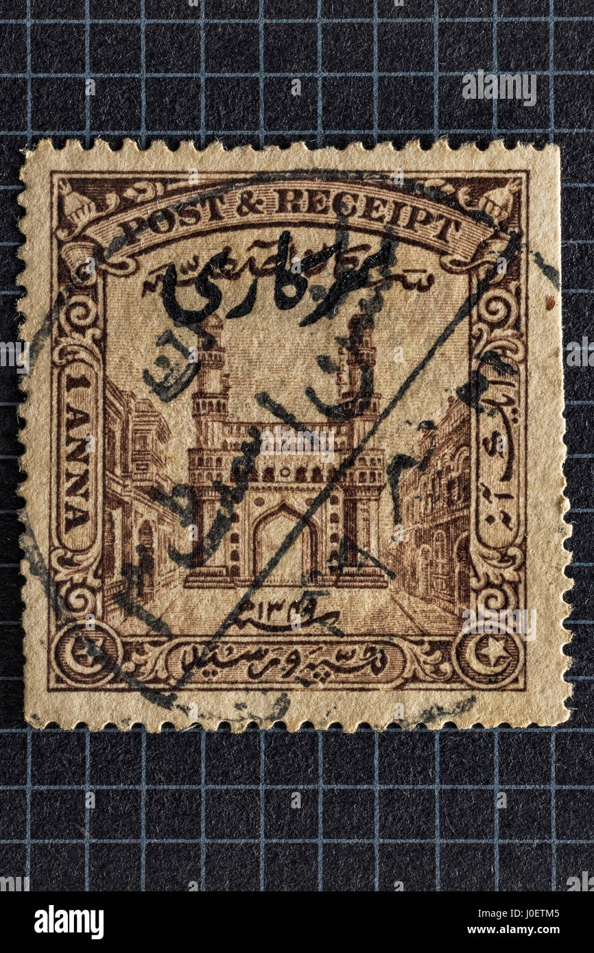 Indian francobollo, 1 anna, India, Asia Foto Stock