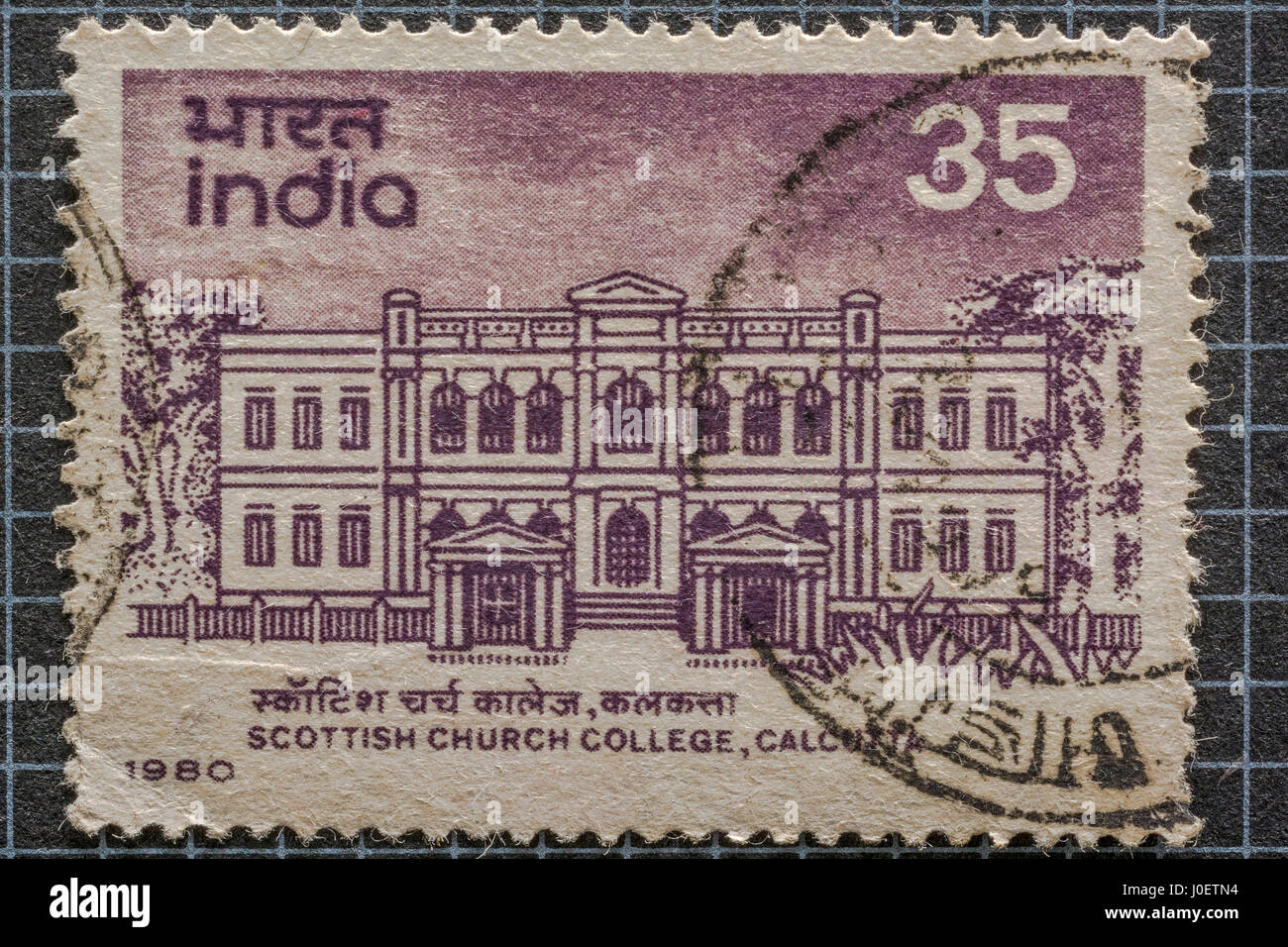 Chiesa scozzese college, francobolli, India, Asia Foto Stock