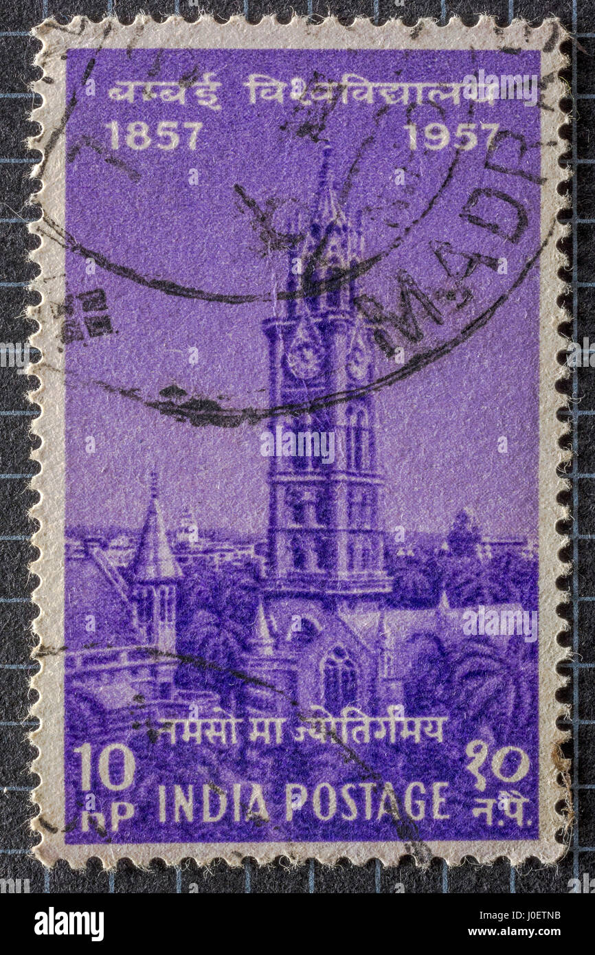 Università di Mumbai, francobolli, India, Asia Foto Stock