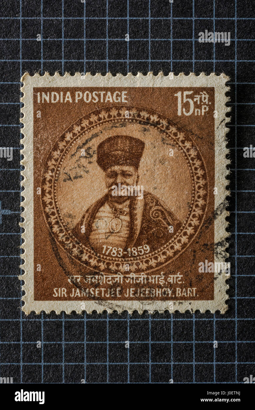 Parsee sir jamsetjee jejeebhoy bart, francobolli, India, Asia Foto Stock