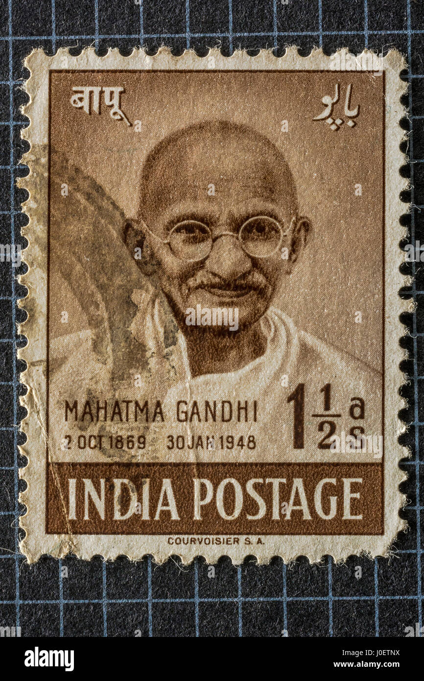 Il Mahatma Gandhi, francobolli, India, Asia Foto Stock