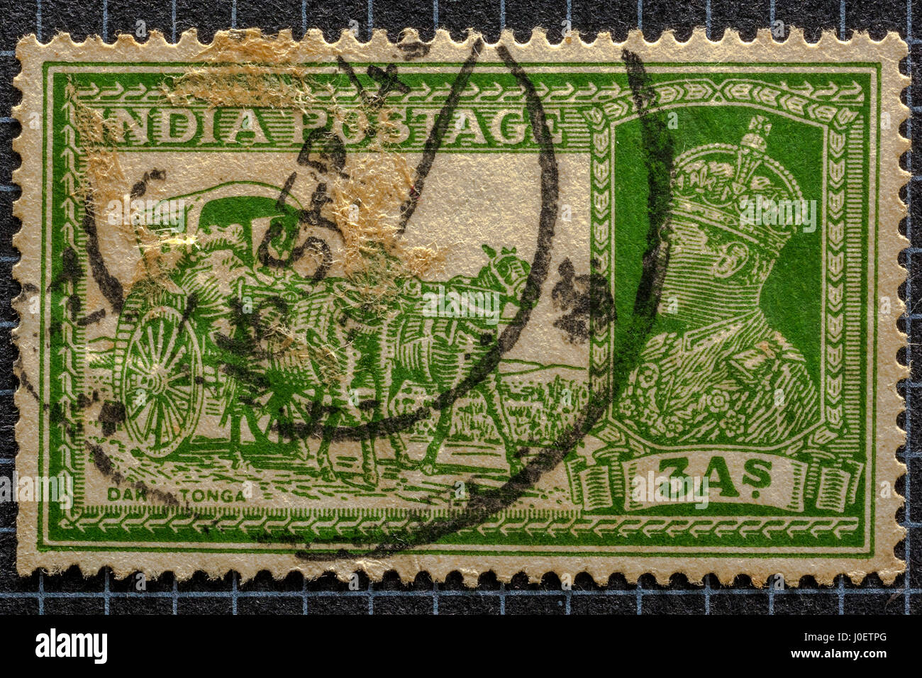 Dak trasporto Tonga 3come, francobolli, India, Asia Foto Stock
