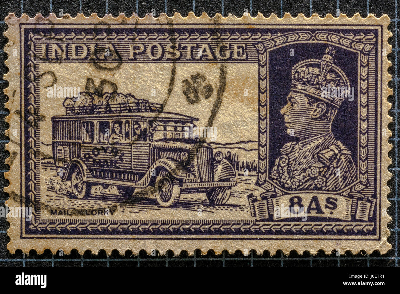 Royal Mail posta Trasporto camion 8 annas, francobolli, India, Asia Foto Stock