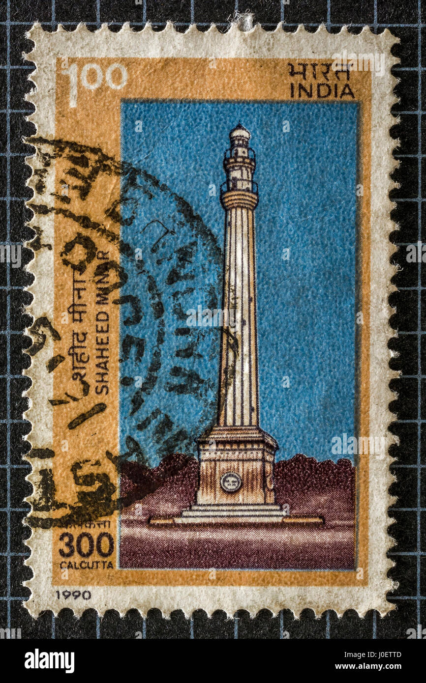 Shahid minar, Calcutta, francobolli, India, Asia Foto Stock