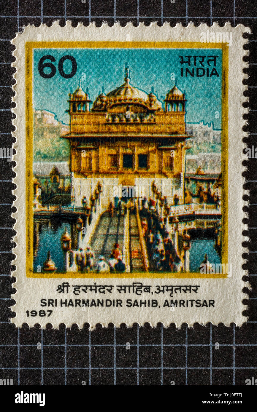 Sri Harmandir Sahib, Amritsar, francobolli, India, Asia Foto Stock