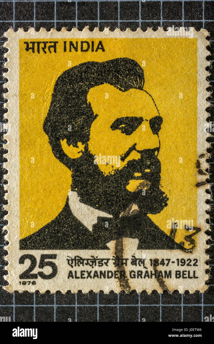 Alexander Graham Bell, francobolli, India, Asia Foto Stock