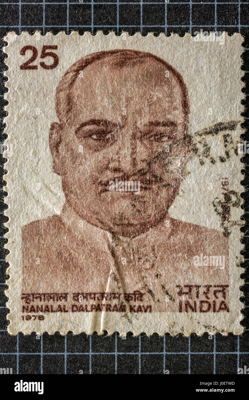 Nanalal dalpatram kavi, francobolli, India, Asia Foto Stock