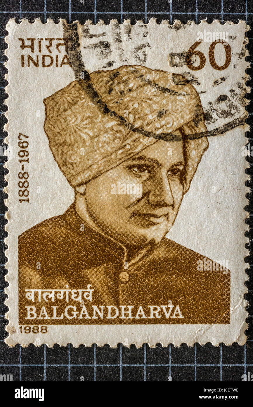 Balgandharva, francobolli, India, Asia Foto Stock