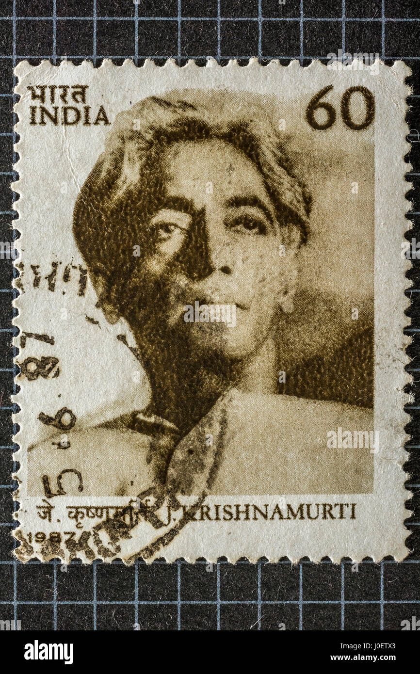 J krishnamurti, francobolli, India, Asia Foto Stock