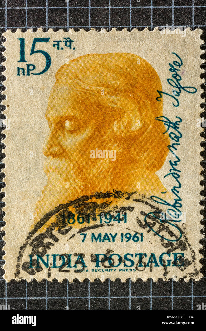 Rabindranath Tagore, francobolli, India, Asia Foto Stock