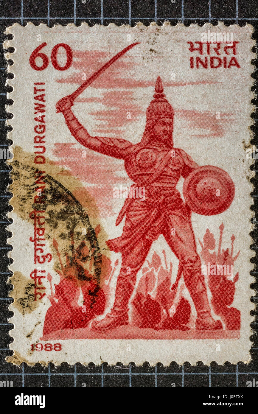 Rani Durgawati, francobolli, India, Asia Foto Stock
