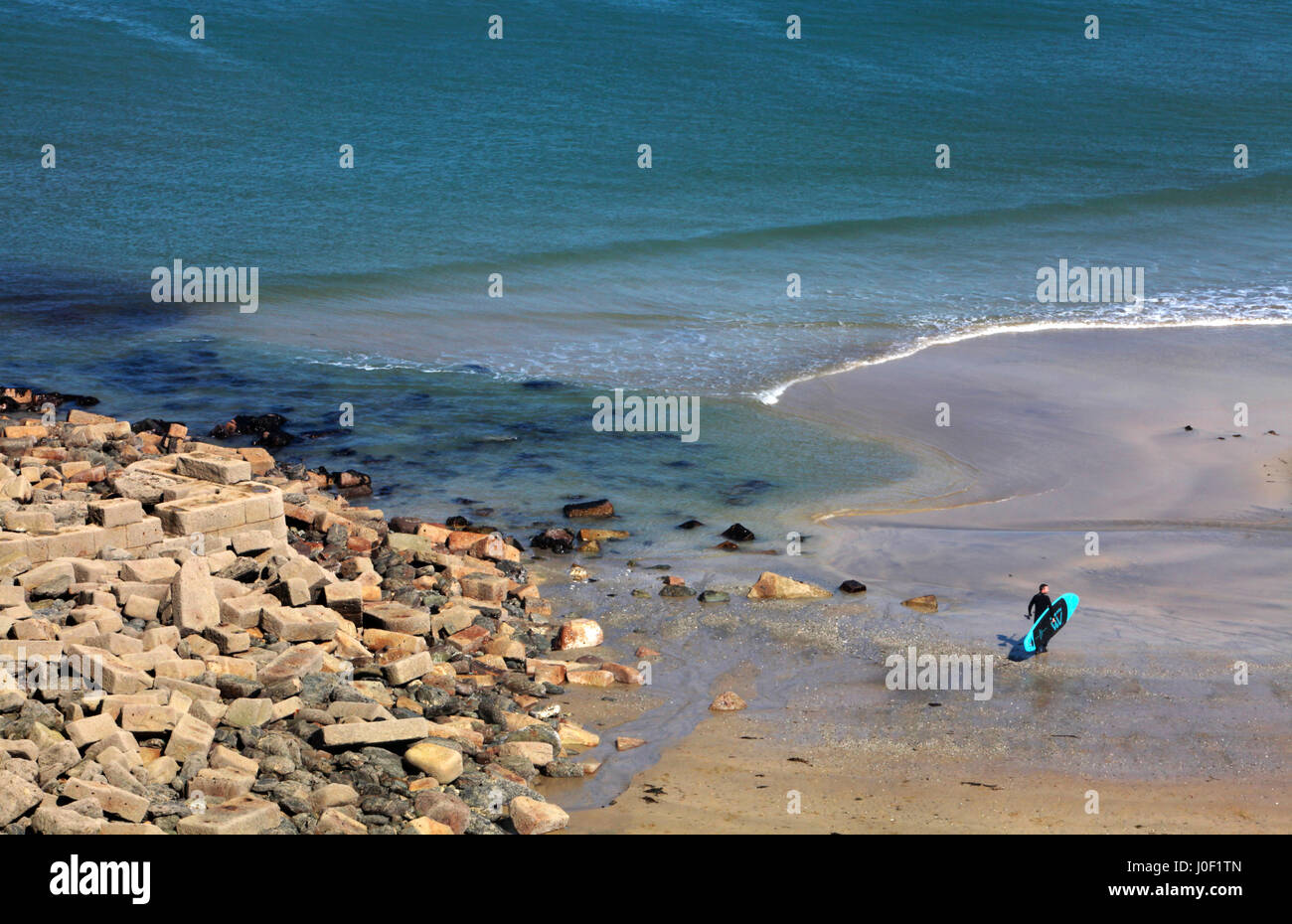 Sentiero costiero segno, Trevaunance Cove, Sant Agnese, Cornwall, Regno Unito Foto Stock