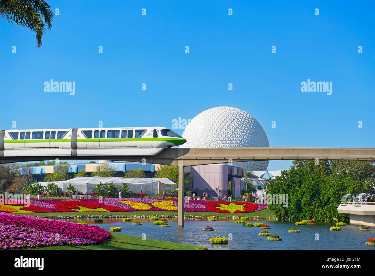 Epcot, globo terrestre, mondo Disney Monorail, Orlando in Florida Foto Stock
