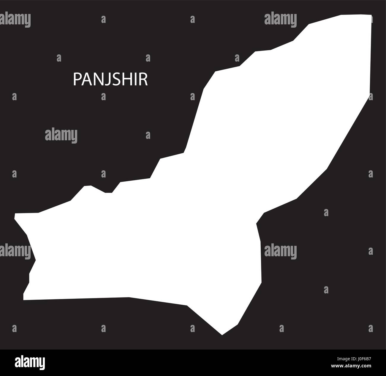 Panjshir Afghanistan mappa black invertito illustrazione silhouette Illustrazione Vettoriale