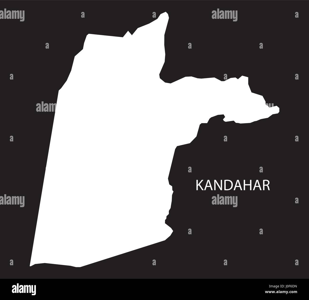 Kandahar Afghanistan mappa black invertito illustrazione silhouette Illustrazione Vettoriale