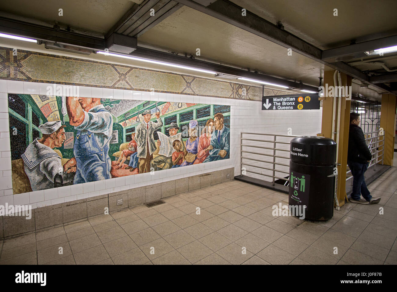 Arte della metropolitana sul mezzanino della 36th Street station della BMT la Quarta Avenue linea in Sunset Park, Brooklyn, New York Foto Stock