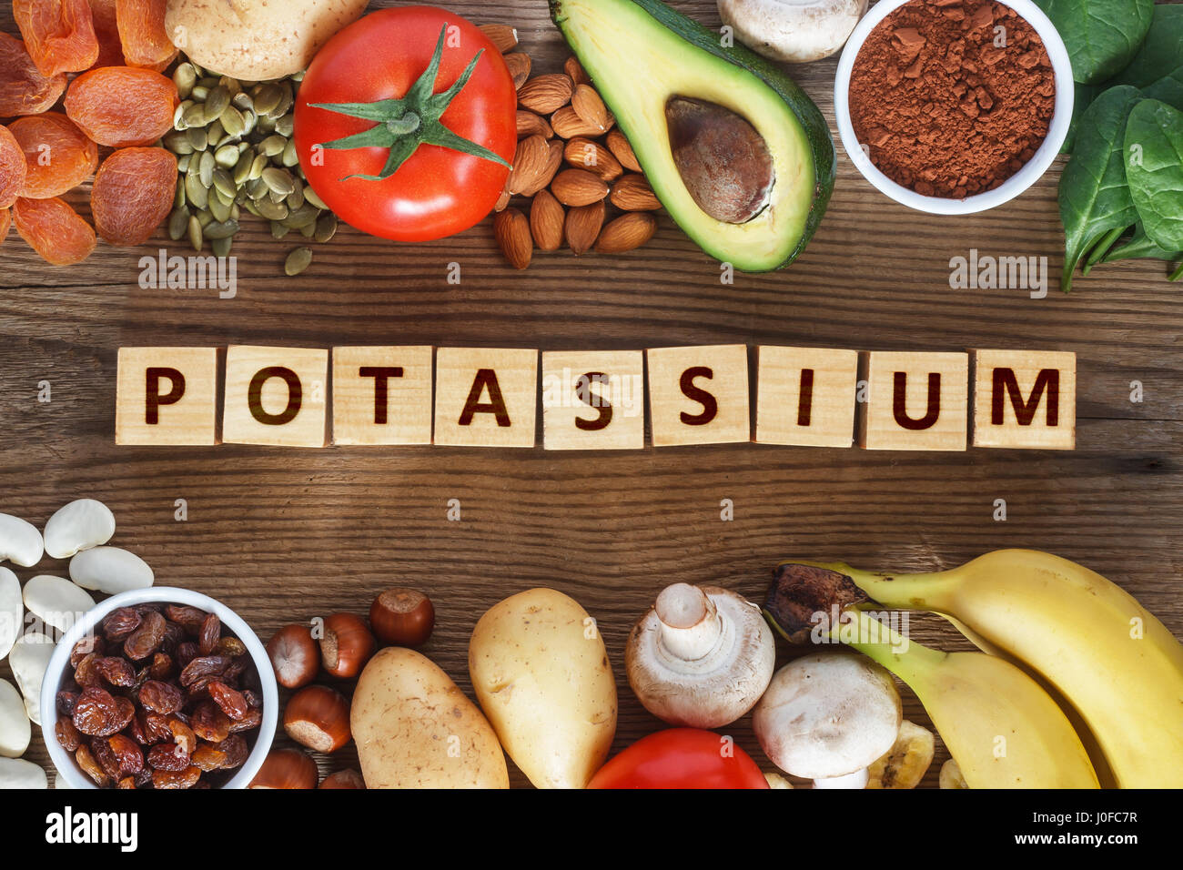 Potassio fonti alimentari Foto Stock