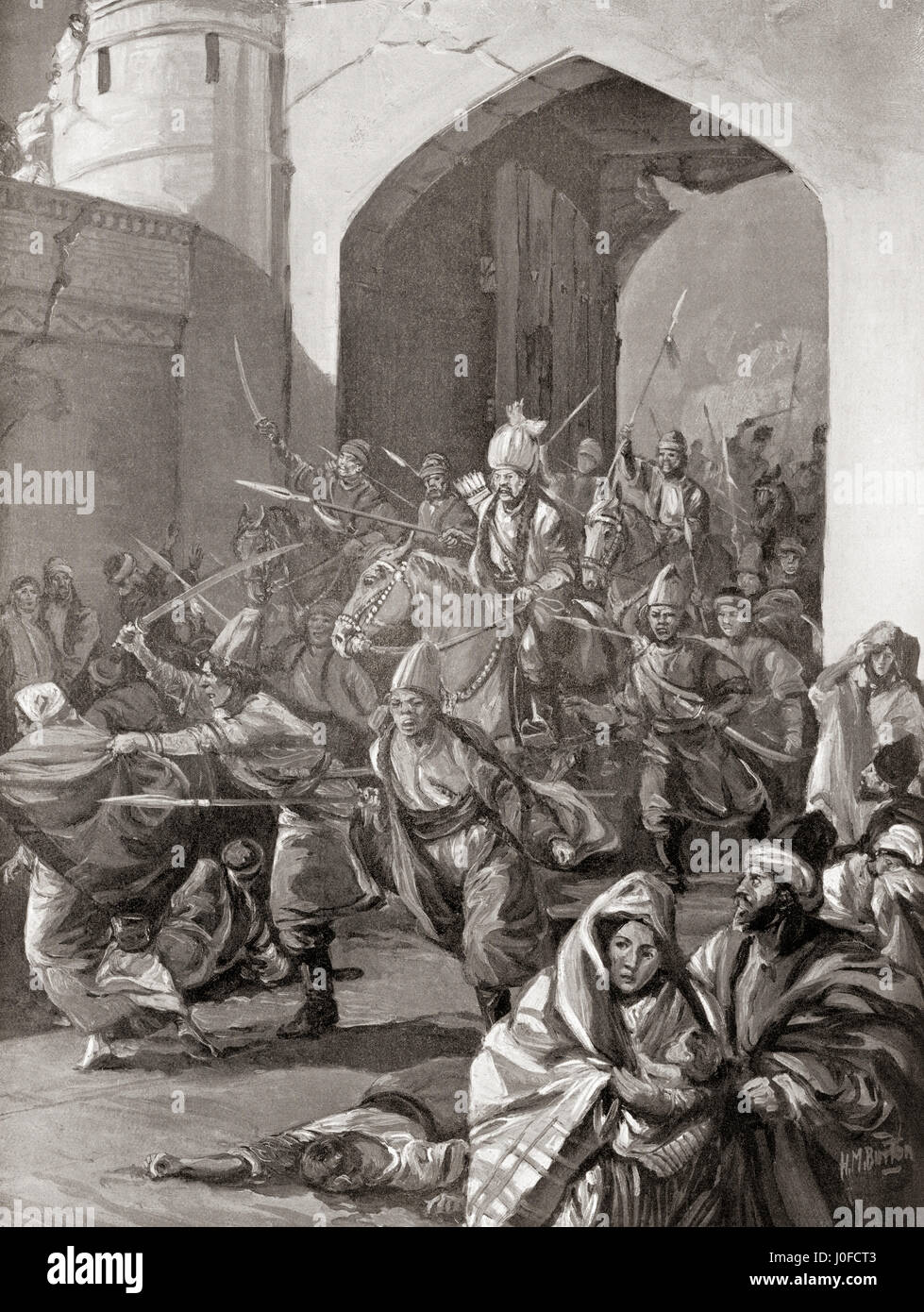 Il Mongol Hulagu Khan, entrando a Baghdad nel 1256 d.C. Hulagu Khan, aka Hülegü o Hulegu, c. 1218 – 1265. Mongolo che conquistò gran parte dell'Asia occidentale. Dopo il dipinto di H.M. Burton. Dalla Storia delle Nazioni di Hutchinson, pubblicato nel 1915 Foto Stock