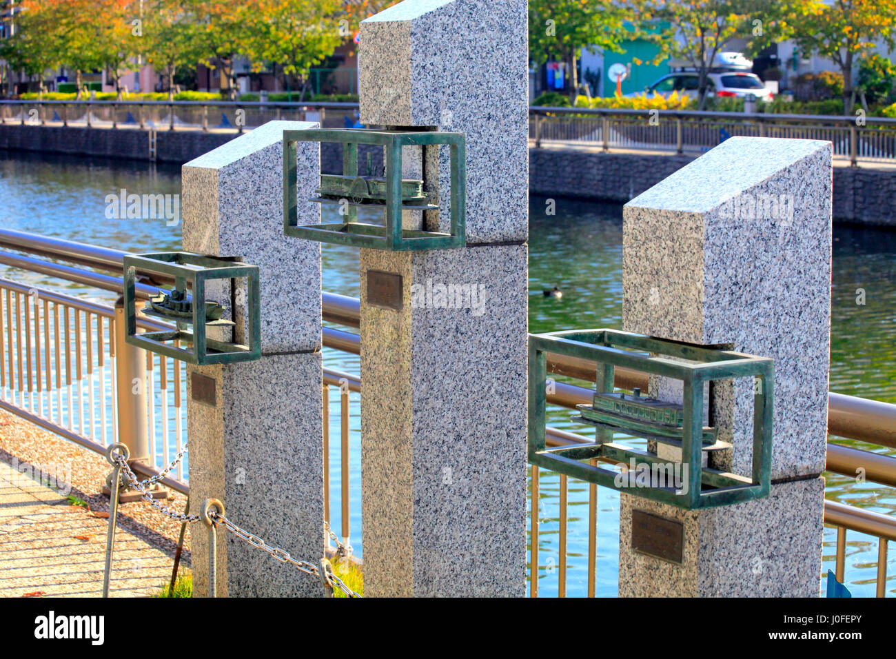 Trasporto storico monumento in barca sul fiume shinkawa edogawa TOKYO GIAPPONE Foto Stock