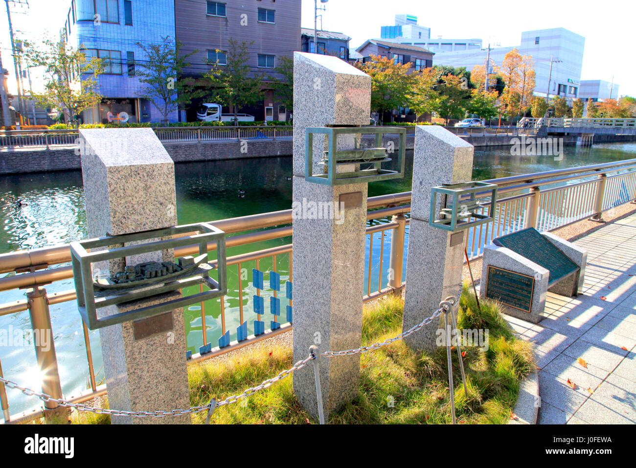 Trasporto storico monumento in barca sul fiume shinkawa edogawa TOKYO GIAPPONE Foto Stock