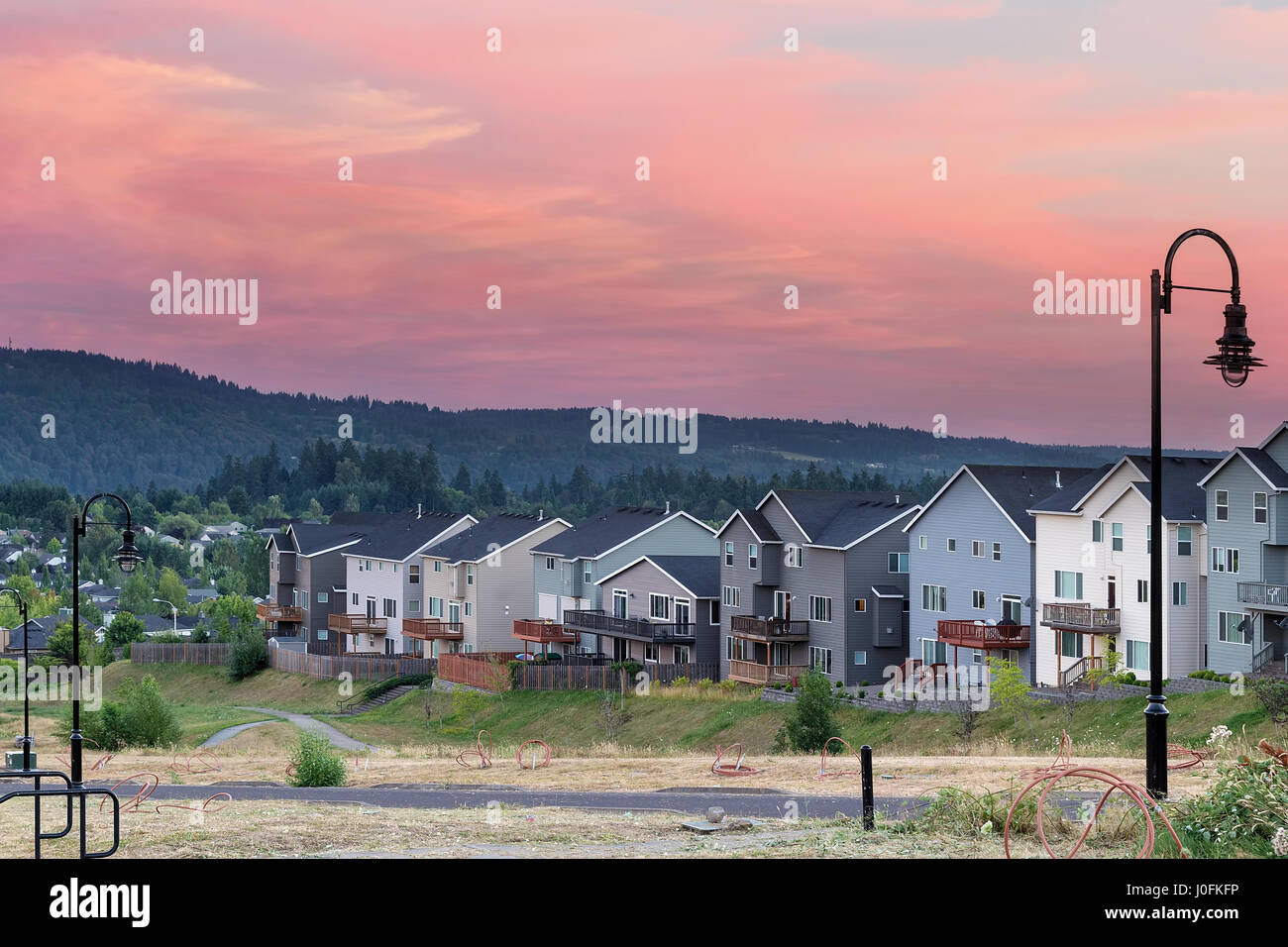 Le case di lusso suddivisione sviluppo nella città di Happy Valley Oregon Foto Stock