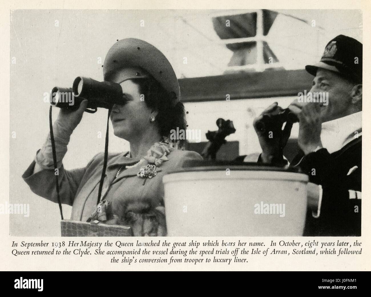 Settembre 1938, HM Queen Elizabeth lanciando la nave che porta il suo nome Foto Stock