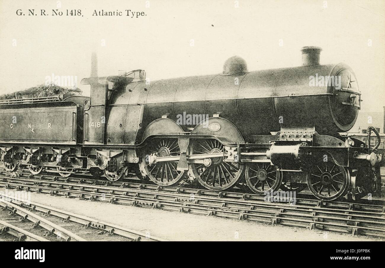 Locomotiva n. 1418: 4-4-2 Atlantic tipo motore lato passeggero Foto Stock