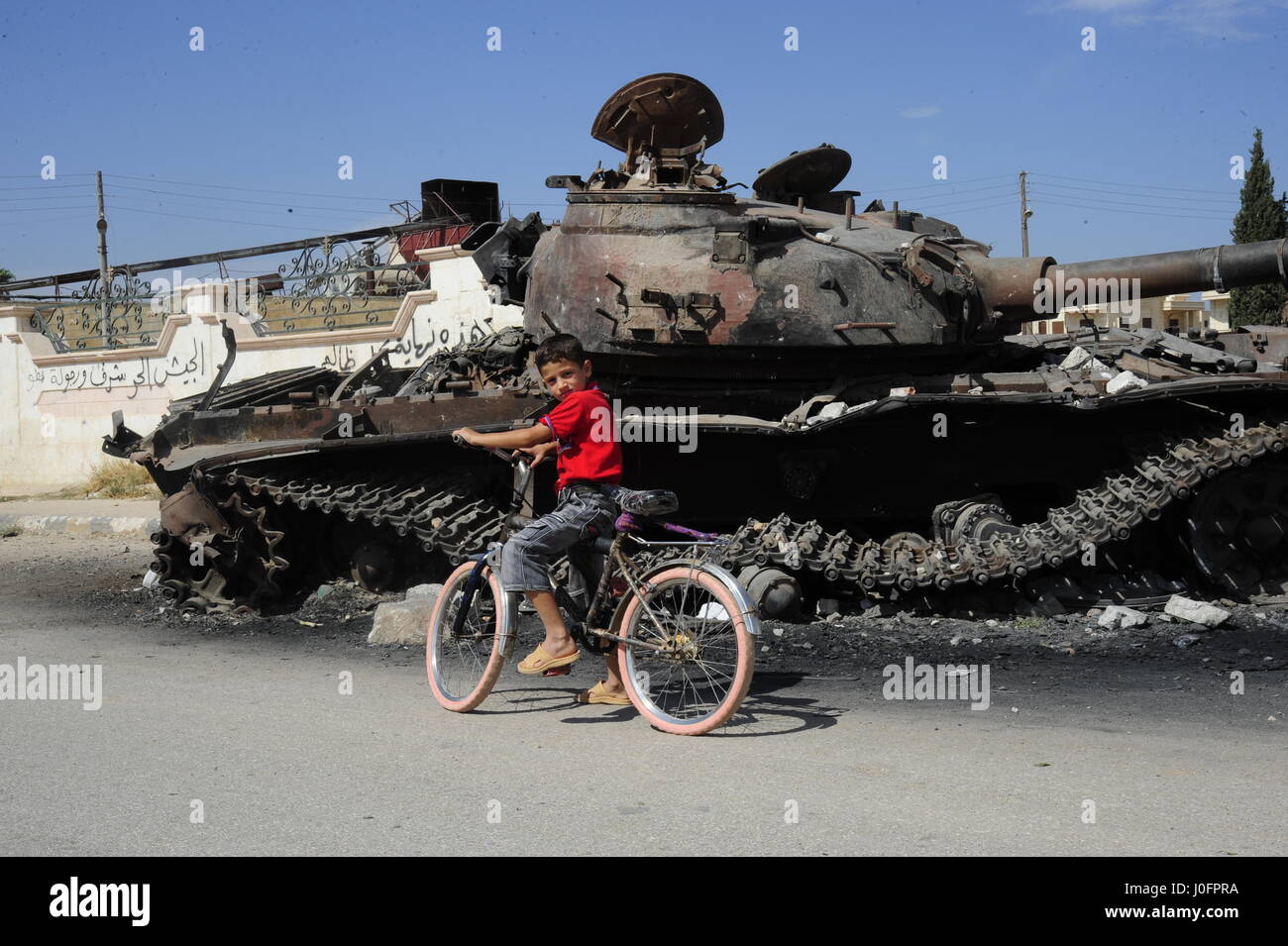 Il Libero esercito siriano, la principale fazione ribelle che combatte contro il Presidente Bashar al-Assad governo. Azaz una città stegic circa trenta chilometri a nord-nort Foto Stock
