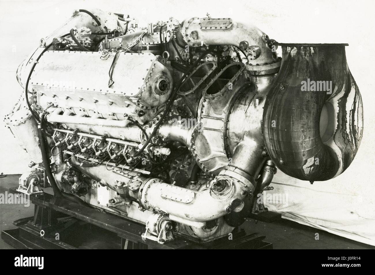 Napier Deltic Marine motore MTB, orientata turbo bruciato Foto Stock