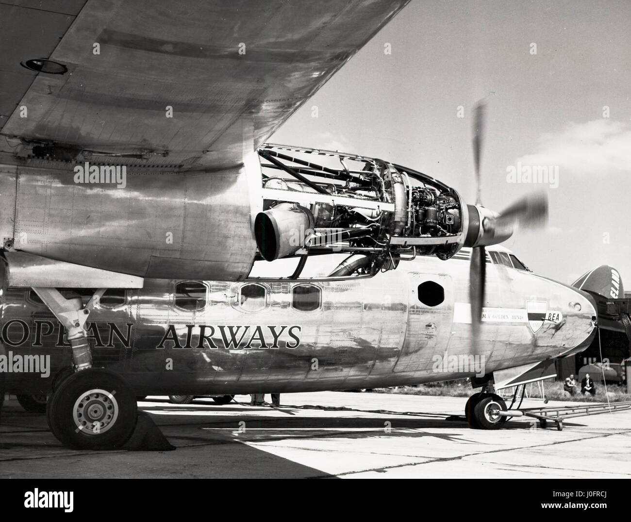 Elizabethan G ALFRÉD prototipo di conversione, correndo il suo motore all'Aeroporto di Luton Foto Stock