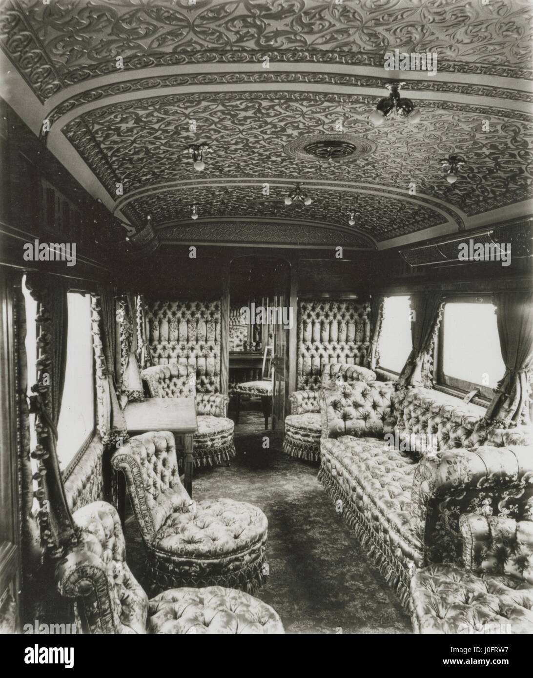 Londra e South Western Railway (L&SWR) locomotiva, interno, probabilmente lounge sul Treno Reale Foto Stock