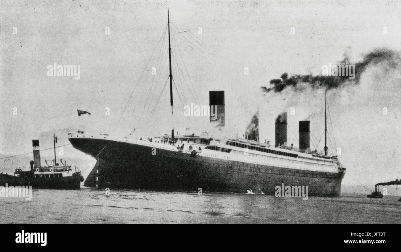 Il Titanic lasciare Belfast per Southampton Foto Stock