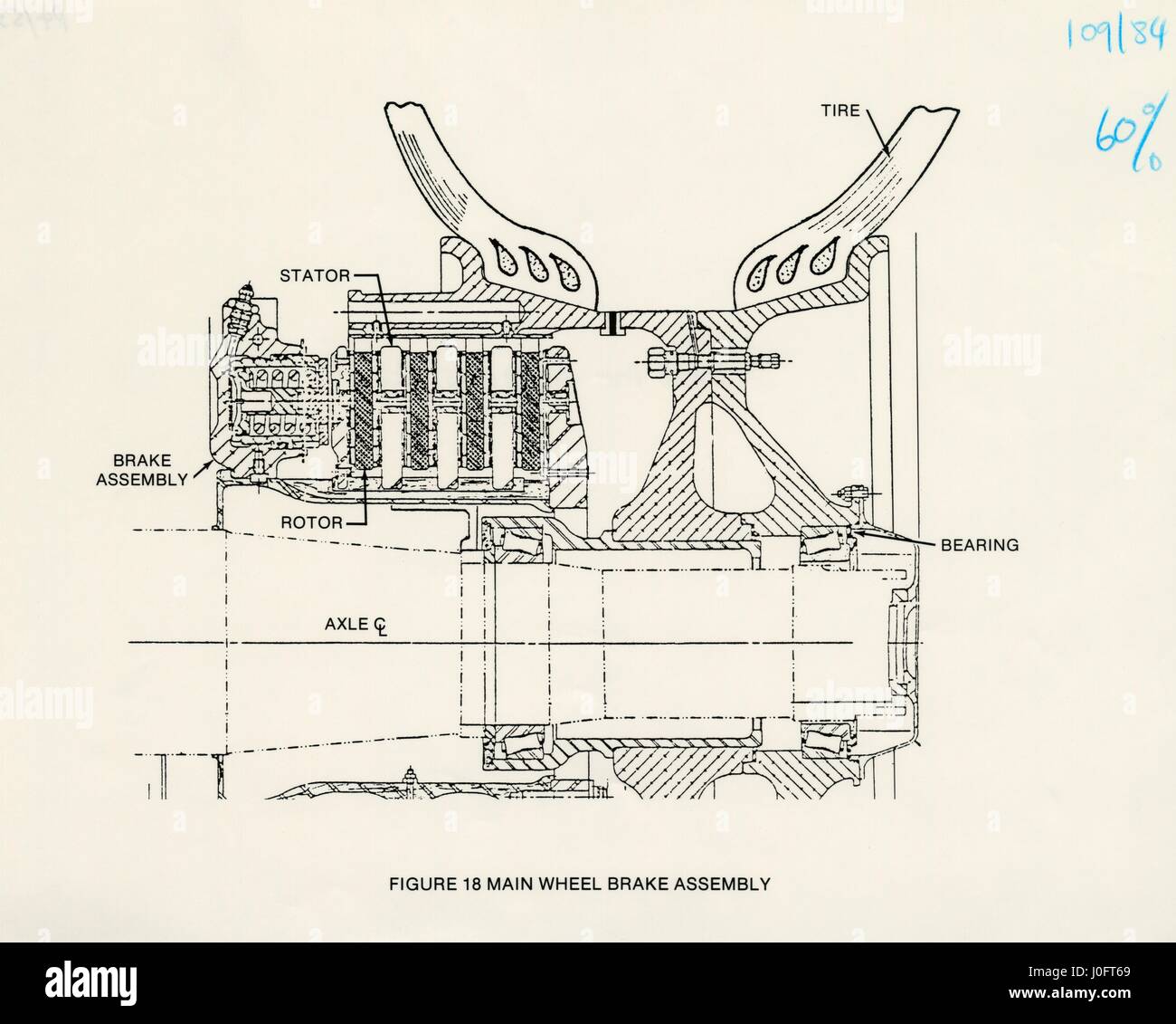 Diagramma del principale gruppo freni delle ruote dello Space Shuttle Orbiter Foto Stock