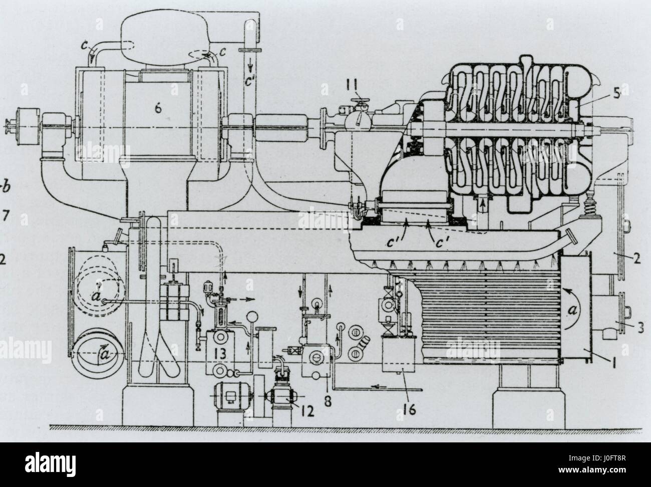 Schema di una pompa di calore gruppo, fatta da Brown Boveri Foto Stock