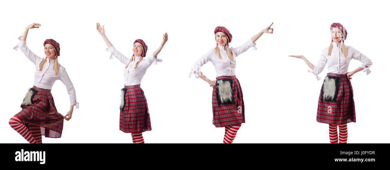 La donna nel tradizionale abbigliamento scozzese Foto Stock