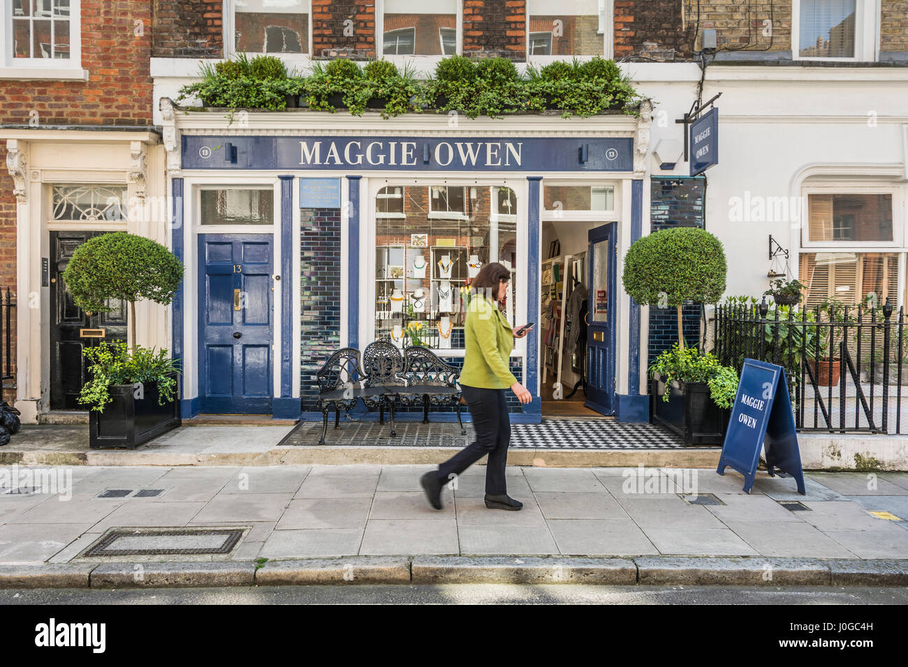 Maggie Owen un negozio indipendente sul rugby Street nel quartiere di Bloomsbury, London, Regno Unito Foto Stock