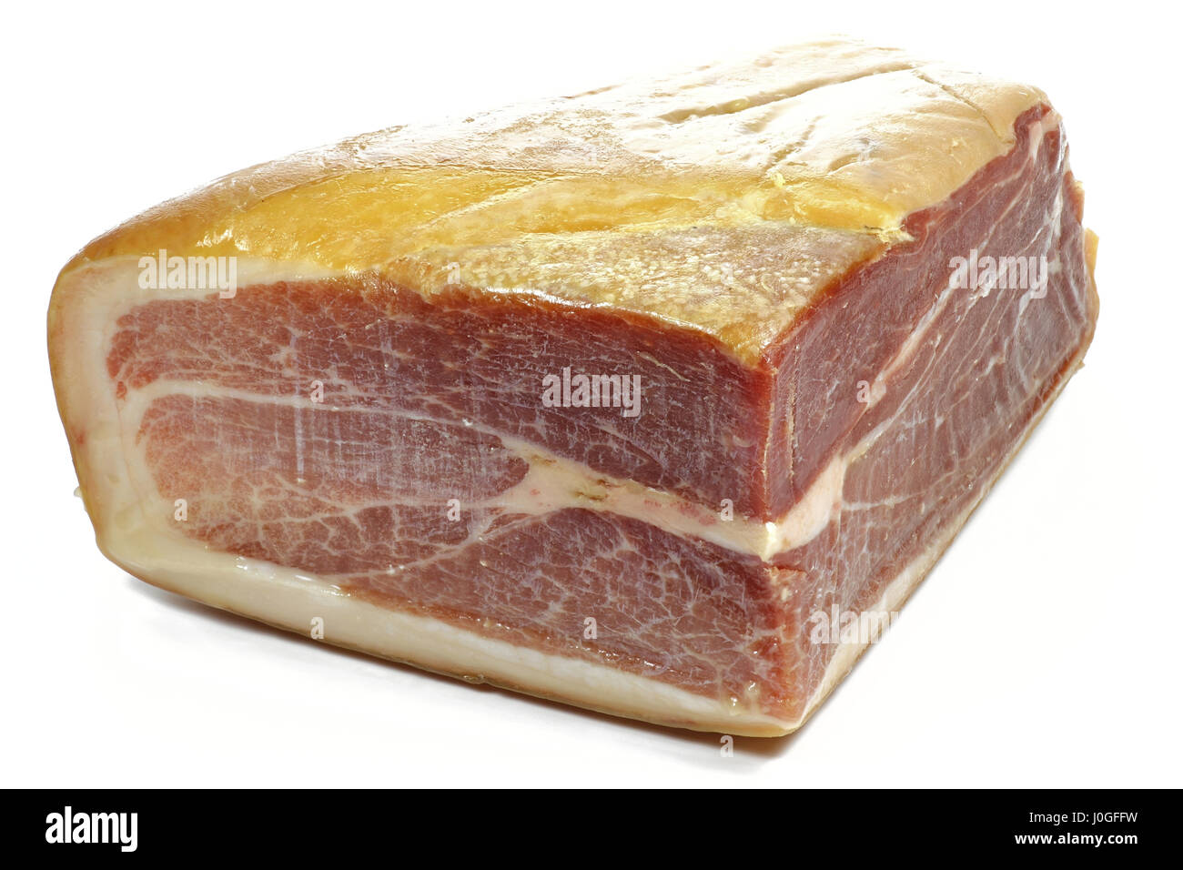 Secco italiano-prosciutto crudo isolati su sfondo bianco Foto Stock