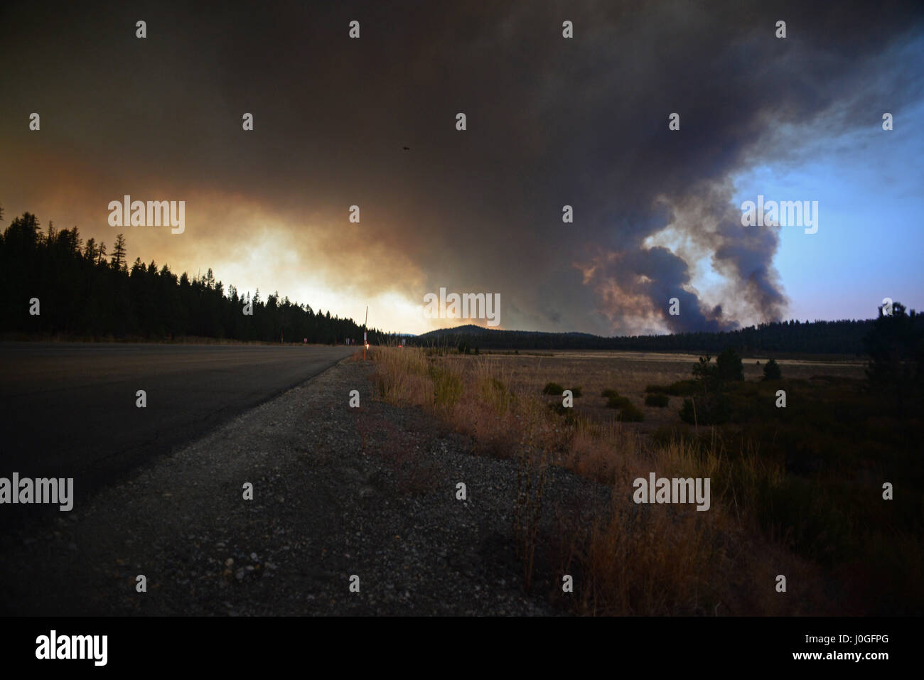 Wildfire nell'area di Yosemite in California, Stati Uniti Foto Stock