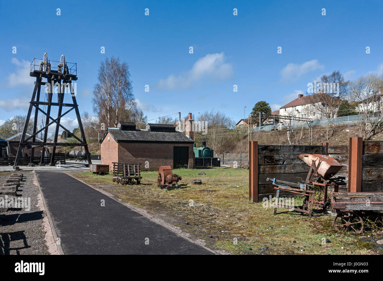 Miniera di carbone a Summerlee Museum of Scottish vita industriale Coatbridge North Lanarkshire Regno Unito Scozia Foto Stock