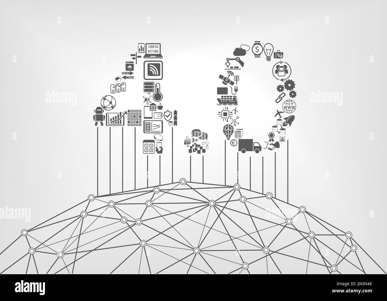 L'industria 4.0 testo come internet industriale del concetto di cose Illustrazione Vettoriale