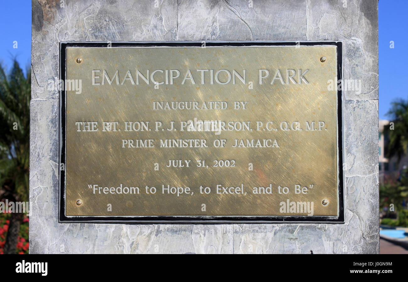 Emancipazione Park Inaugurazione segno Foto Stock