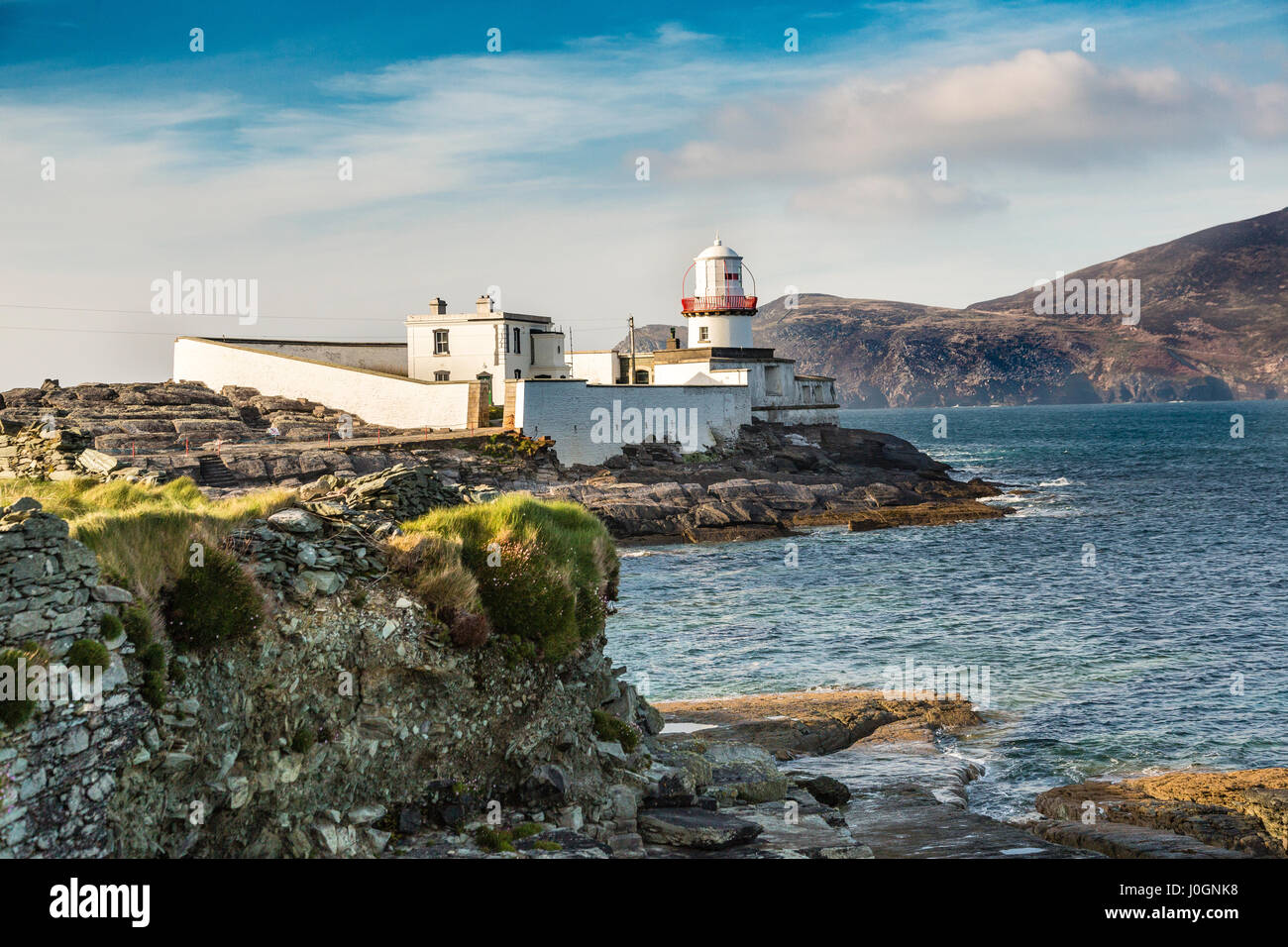 Valentia Island Lighthouse, nella contea di Kerry, Irlanda Foto Stock